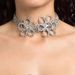 Hot sale elegant holiday style diamond flower necklace personality exaggerated fashion accessories_ipsvogv.com