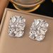 Fashionable Temperament Gold Stainless Steel Geometric Pleated Texture Earrings, High-end Earrings For Women_ipsvogv.com