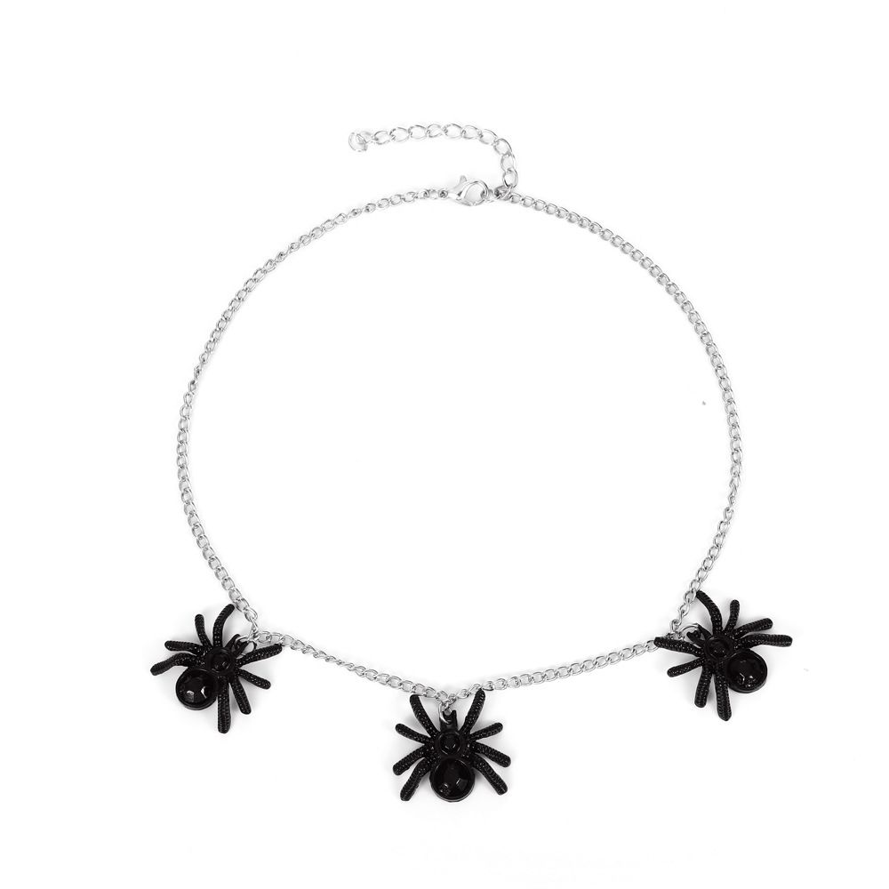 Vintage Gothic Black Spider Pendant Necklace Niche Design Exaggerated Punk Chain Collarbone Halloween Gift_ipsvogv.com