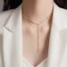 Simple Stainless Steel Women's Cross White Zircon Necklace Gold Personalized Tassel Collarbone Chain Y-shaped Summer_ipsvogv.com