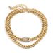 Jewelry Hip-hop With Full Diamond Cuban Buckle Necklaces, Women's Metal Aluminum Chain Necklace Set_ipsvogv.com