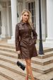 New mid-length leather coat with belt long-sleeved leather trench coat fashionable coat woman_ipsvogv.com