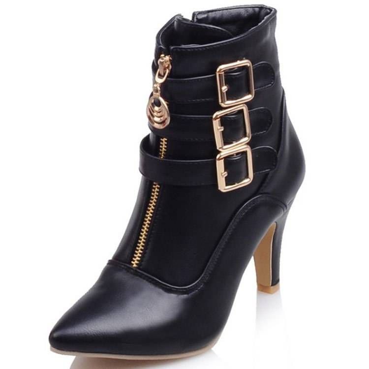 Women's Shoes Belt buckle boots large size short boots 40 45 pointed toe Roman boots_ipsvogv.com