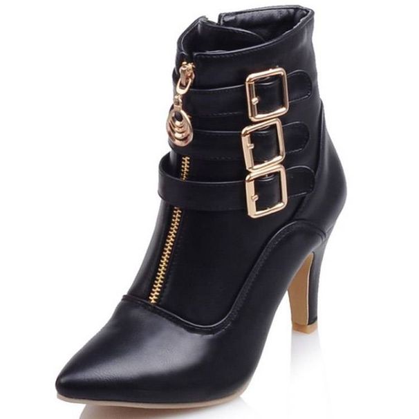 Women's Shoes Belt buckle boots large size short boots 40 45 pointed toe Roman boots_ipsvogv.com