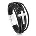 Hot Selling Cross Leather Multi-layer Hand-woven Rope Unisex Alloy PU Magnetic Clasp Bracelet_ipsvogv.com