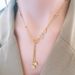 Korean Fashion Accessory Roman Ring Tassel Pendant Titanium Steel Lock Chain Hollow Circular Necklace For Women_ipsvogv.com