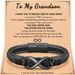 Black Magnetic 8-Shape To My Man Leather Stainless Steel Men's Bracelet_ipsvogv.com