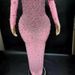 Women's Clothing pink shiny diamond high collar heart shaped top red carpet dress crystal long skirt_ipsvogv.com