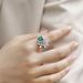 Petal Colored Gemstone Ring S925 Silver Inlaid Cultivated Emerald Retro Finger Ring Atmosphere Light Luxury_ipsvogv.com