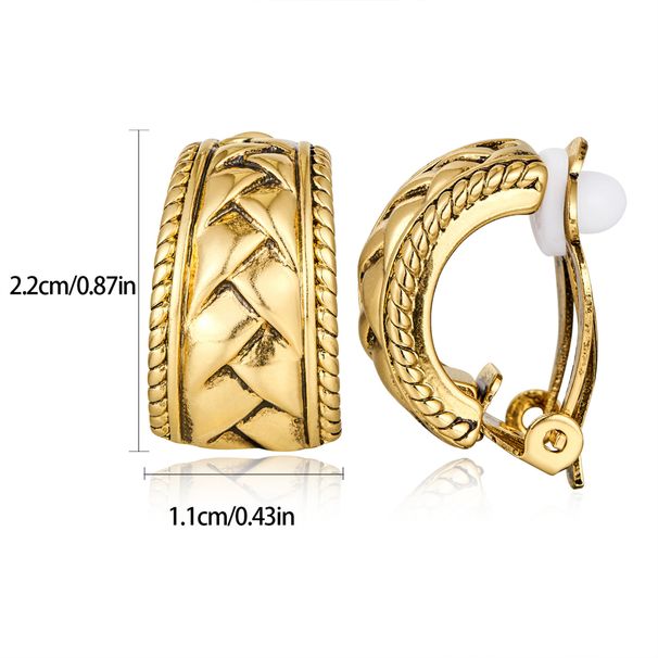 Retro high end copper gold plated twisted ear clips for women light luxury design temperament versatile ear clips earrings_ipsvogv.com