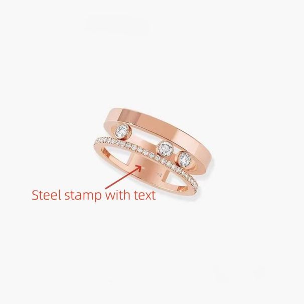 Three diamond sliding ring with rose gold and diamond inlay, personalized hollow and dynamic for men and women_ipsvogv.com