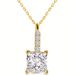Fashionable Pendant Necklace, Four Claw Round Collarbone Chain, Square Zirconium Copper Gold-plated Jewelry For Women,_ipsvogv.com