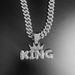 Hip Hop Letter KING Full Diamond Pendant Cuban Chain Men's And Women's Necklace Jewelry_ipsvogv.com