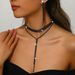 Women’s Jewelry Set Fashion Design Bohemian Style Y Shaped Rhinestone Inlaid Multi Layer Necklace Tennis Chain Lasso Clavicle Chain_ipsvogv.com