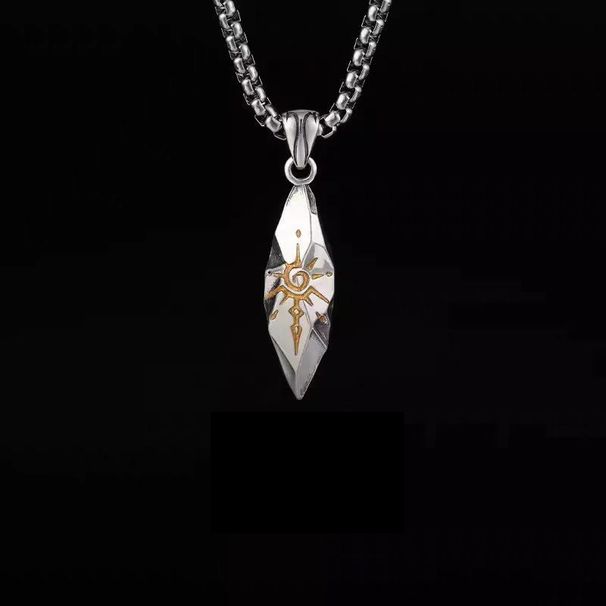 Retro wishing stone necklace trendy men's personality neutral style meteorite color matching pendant men's hip hop sweater chain accessories_ipsvogv.com