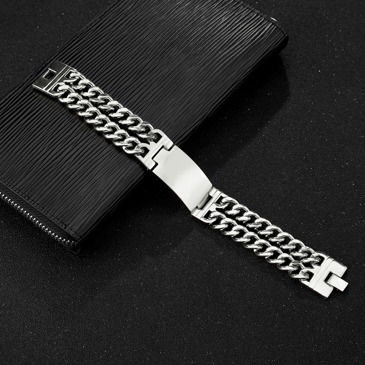 Men's Jewelry Handmade Double Chain Smooth Curved Stainless Steel Titanium Steel Bracelet Jewelry_ipsvogv.com
