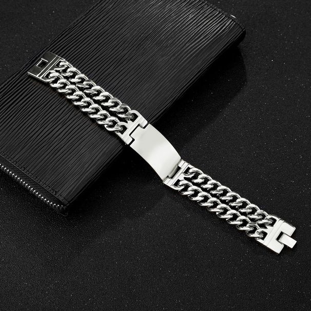 Men's Jewelry Handmade Double Chain Smooth Curved Stainless Steel Titanium Steel Bracelet Jewelry_ipsvogv.com