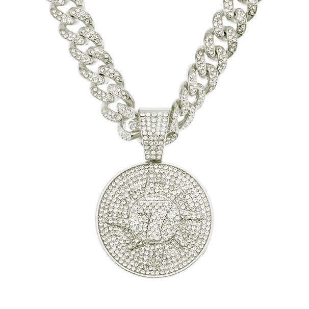 Hip hop three-dimensional diamond inlaid number 7 round pendant necklace for men's domineering trendy street dance Cuban_ipsvogv.com