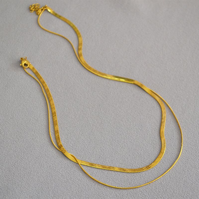 INS Japanese, Korean, Autumn And Winter Popular Simple Snake Bone Blade Double Layered Layered Strap Elegant Short_ipsvogv.com