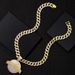 Alloy Full Diamond Pendant Hip Hop Style Cuban Round Brand Large Necklace Exaggerated Clothing Accessories_ipsvogv.com