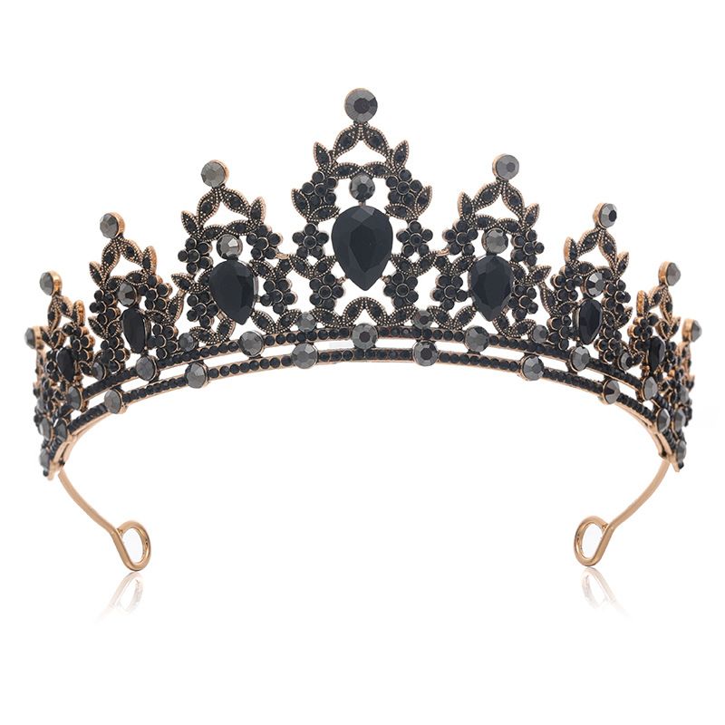 Noble Black Gemstone Diamond Bridal Headdress Alloy Crown Wedding Headdress Hair Accessories Banquet Evening Hair Crown_ipsvogv.com