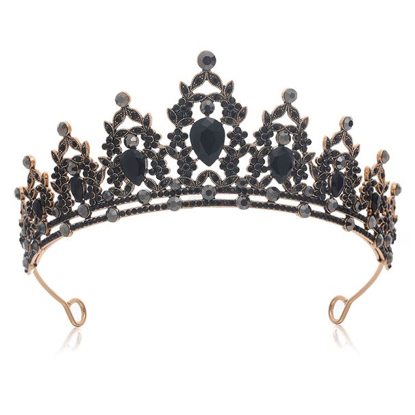 Noble Black Gemstone Diamond Bridal Headdress Alloy Crown Wedding Headdress Hair Accessories Banquet Evening Hair Crown_ipsvogv.com