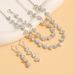 Wedding Jewelry Korean Fashion Bridal Accessories Silver Diamond Necklace Earrings Bracelet Three Piece Set_ipsvogv.com