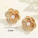 Statement Exaggerated Minimalist Style Gold Long Heart Earrings Niche Design Sense Flower Studs_ipsvogv.com
