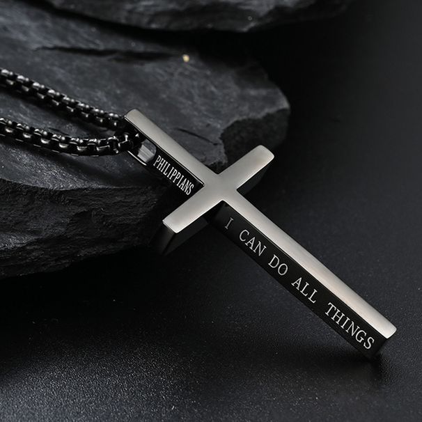 hot selling stainless steel men's Bible verse cross necklace versatile high end sense does not fade side engraving_ipsvogv.com