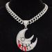 Men Women Hip Hop Moon Pendant Necklace With 13mm Crystal Cuban Chain HipHop Iced Out Bg Necklaces Fashion Charm_ipsvogv.com