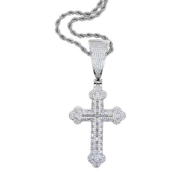 Hip Hop New Cross Zircon Pendant Diamond Studded Full Diamond Men's Necklace_ipsvogv.com