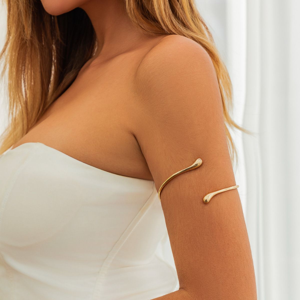 personality open arm chain fashion arm ring cross border design metal plain ring water drop arm bracelet set_ipsvogv.com