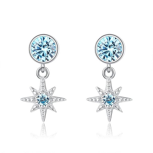 Polaris earrings sterling silver earrings for women eight pointed star sea blue zircon earrings_ipsvogv.com