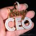 Men's Hip Hop Jewelry YOUNG CEO Pendant Necklace With Cubic Zirconia, Durable Copper Chain For Trendy Streetwear Look (Silver/Gold, 60cm)_ipsvogv.com