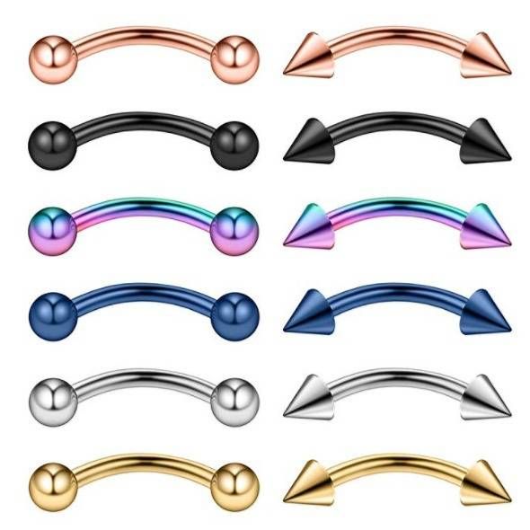 12 Piece Set Stainless Steel Eyebrow Nail Eyebrow Ring Lip Nail Nose Nail Piercing Jewelry_ipsvogv.com