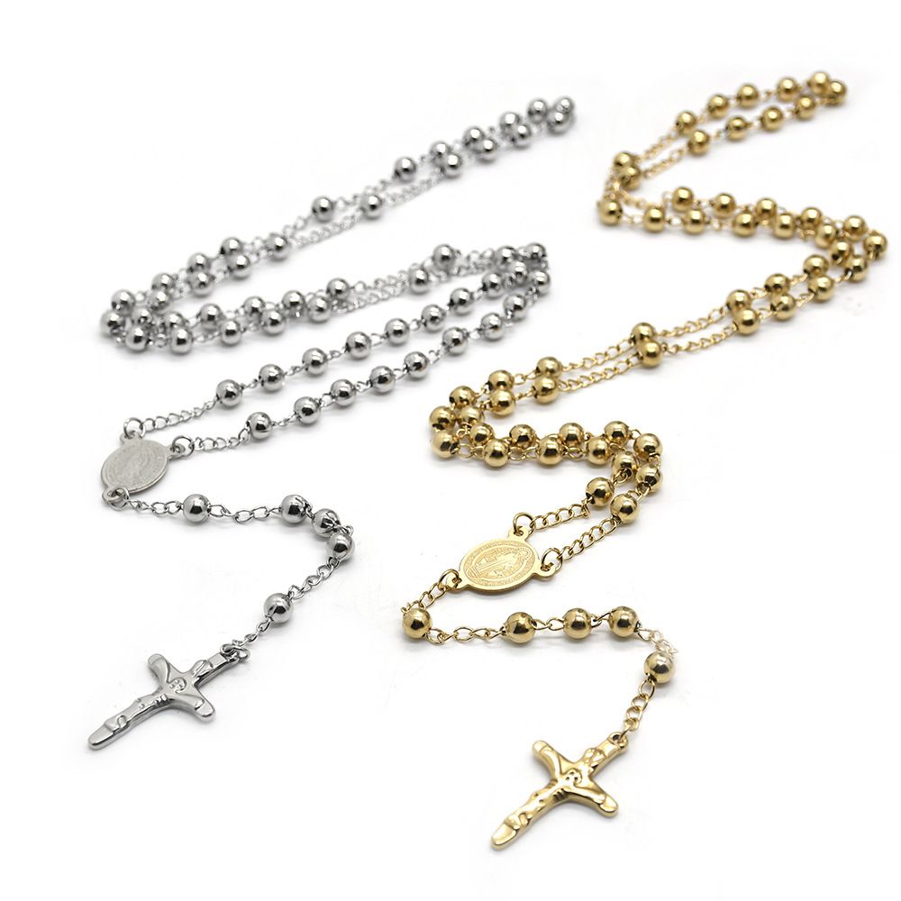 6mm Rosary Prayer Beads Necklace Catholic Christian Religious Jewelry Charm Gift For Men Women Cross Pendant Jewellery_ipsvogv.com