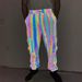 Men's Clothing geometric pattern colorful reflective overalls men's knitted breathable casual loose skinny pants_ipsvogv.com