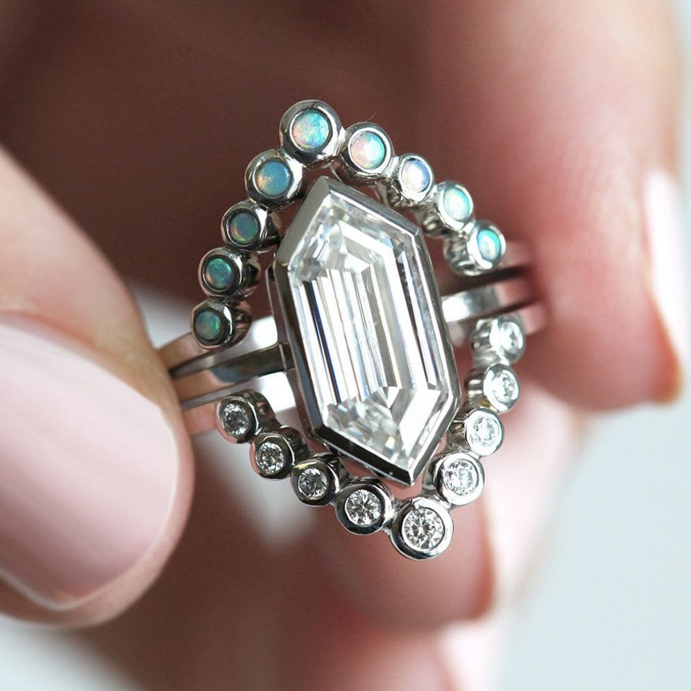 Sanjie's New Jewelry Simple And Personalized Color Zircon Diamond Crystal With Diamonds For Women's Ring Set_ipsvogv.com