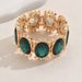 Fashionable women's bracelet with geometric inlaid emerald design, versatile bracelet, high-end feel_ipsvogv.com