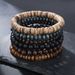 Hot Selling Handmade Beaded Bracelet Set For Men, Retro Style, Multi Layer Elastic Line, Wooden Beads, Coconut Shell Stone Bracelet_ipsvogv.com