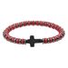 New Black Gallstone Cross Turquoise Beaded Elastic Bracelet Set_ipsvogv.com