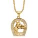 Hot Selling Hip-Hop Jewelry Titanium Steel Gold-Plated Diamond-Studded Horse Head Pendant Necklace_ipsvogv.com