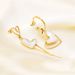 Exaggerated Double Heart-shaped With Geometric Tassels, Asymmetrical Titanium Steel Earrings, Non Fading Shell Earrings_ipsvogv.com