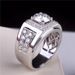 Fahionable And Elegant Square Diamond-Studded Ring, Trendy Men' With Clutered Starlight, Wedding Ring For_ipsvogv.com