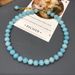 New Women's Trendy Ocean Blue Stone Bead Short Necklace With Simple Temperament And Versatile Artistic Style Sweater_ipsvogv.com