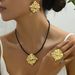 Minimalist hip-hop women's earring set, personalized electroplated gold ring, niche geometric design jewelry necklace_ipsvogv.com