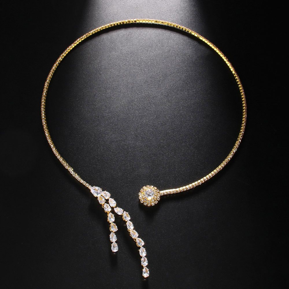 European And American Trend Luxury Zircon Fringed Collar, Summer Spice Girl Full Diamond Collarbone Chain Necklace Women Collar_ipsvogv.com