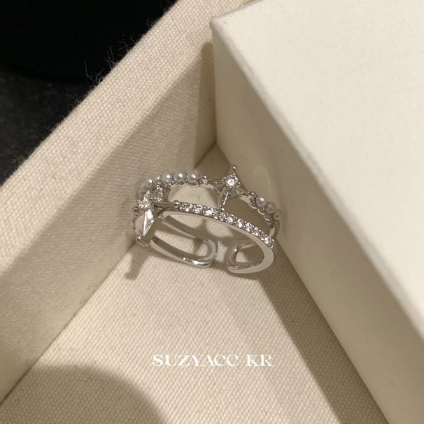 Luxurious Exquisite Four-star Pearl Zircon Double-layer Ring, Personalized And Niche Design, Index Finger Ring_ipsvogv.com