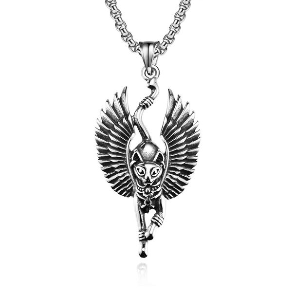 Ancient Egyptian Cat God Best Titanium Steel Necklace Family Guardian God Bastet Niche Personality Pendant_ipsvogv.com
