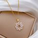 】 Rotating 【 Zircon Flower Light Luxury Charm Gorgeous Full Diamond Necklace Women's Versatile Clavicle Chain Titanium 【 】_ipsvogv.com